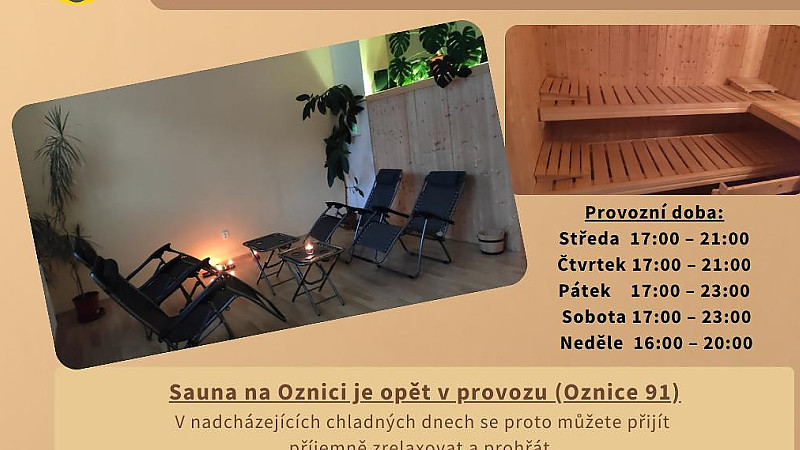 Sauna na Oznici zahájila sezonu 26/27! +rezervace