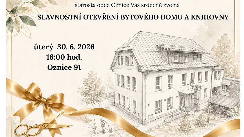 Slavnostní otevření bytového domu a knihovny na Oznici.