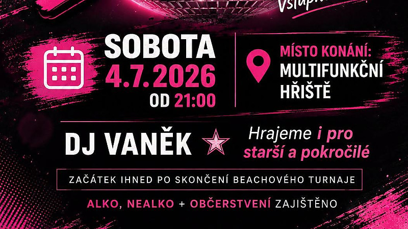 Disko zábava v rámci beach turnaje.