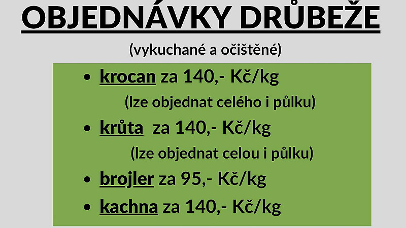 Předvánoční objednávka drůbeže.